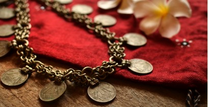 Kanupriya ~ White Metal Vintage Coin & Chain Necklace { 1 }